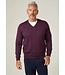 Alan Paine Trui, V-Hals, Merino Wol,  Aubergine