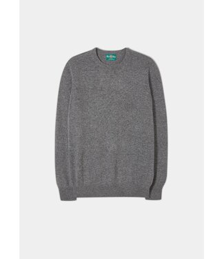 Alan Paine Alan Paine, Trui, Ronde-Hals, Geelong Lamswol, Model Brisbane, Grijs Gemeleerd