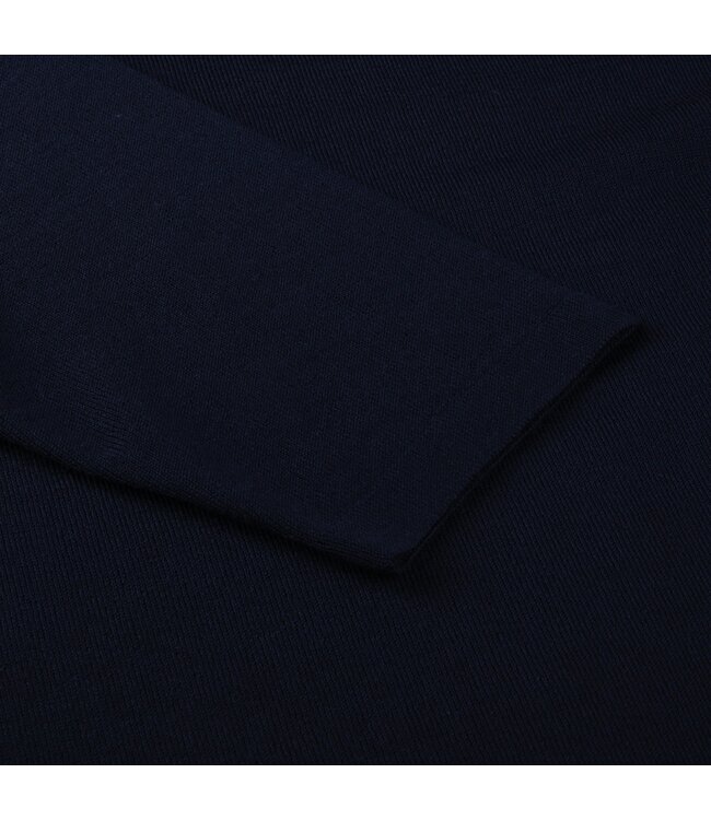 Stenstroms Polo, Merino Wol, Lange Mouw, Knooploze Kraag,  Donkerblauw