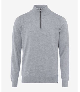 Brax Brax,  Half-Zip Sweater, Trui, Merino Wol, Lichtgrijs