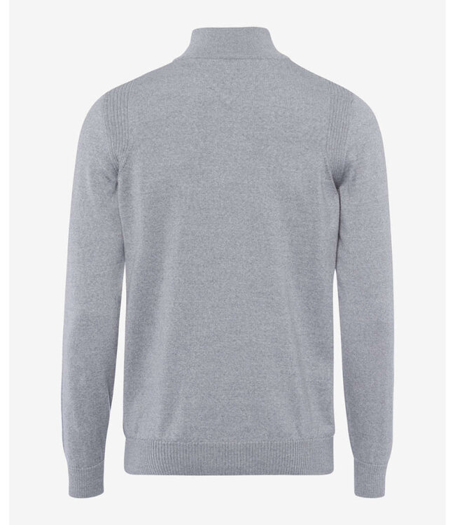 Brax Half-Zip Sweater, Trui, Merino Wol, Lichtgrijs
