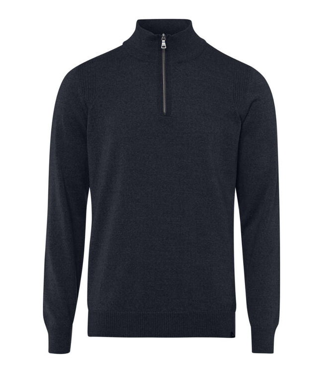 Brax Half-Zip Sweater, Trui, Merino Wol, Donkerblauw
