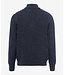 Brax Half-Zip Sweater, Trui met Schouder Patch, Blauw Gemeleerd