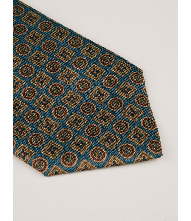 Stenstroms Das, Zijde, IJsblauw, Goudbruin Patroon