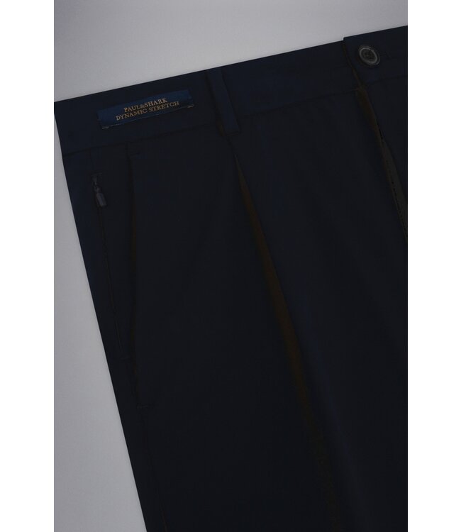 Paul & Shark Broek, Enkele Bandplooi,  Dynamic Stretch Fabric, Donkerblauw