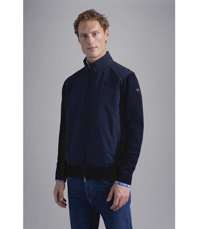 Paul & Shark Hybrid Vest met Rits, Wol,  RE 4 x 4 Stretch Donkerblauw Typhoon 20000