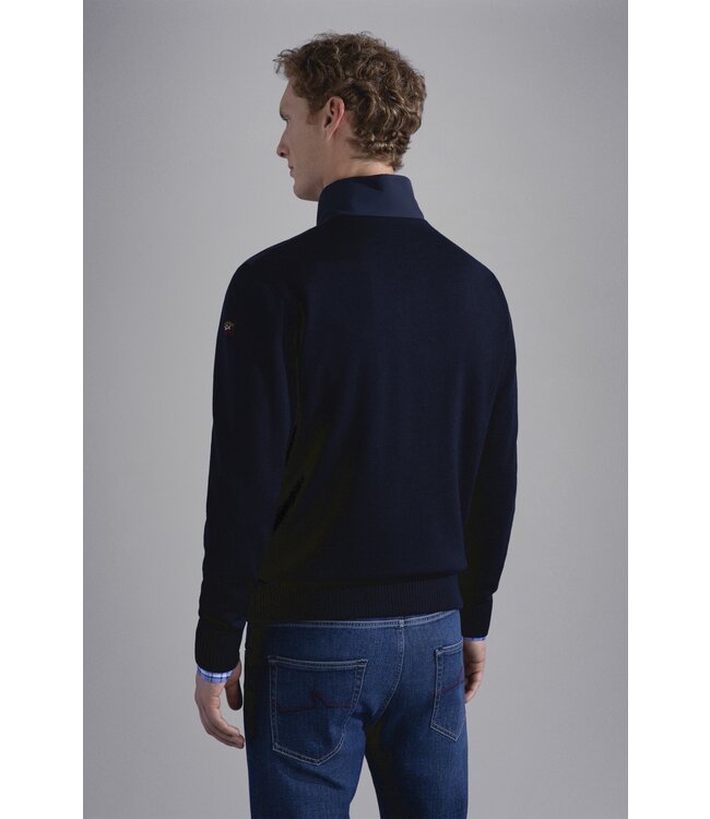 Paul & Shark Hybrid Vest met Rits, Wol,  RE 4 x 4 Stretch Donkerblauw Typhoon 20000