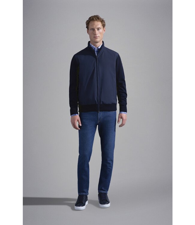 Paul & Shark Hybrid Vest met Rits, Wol,  RE 4 x 4 Stretch Donkerblauw Typhoon 20000