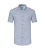Desoto Jersey Overhemd/Shirt, Korte Mouw, Kent Kraag, Blauw  Wit Gestreept, Linnenlook