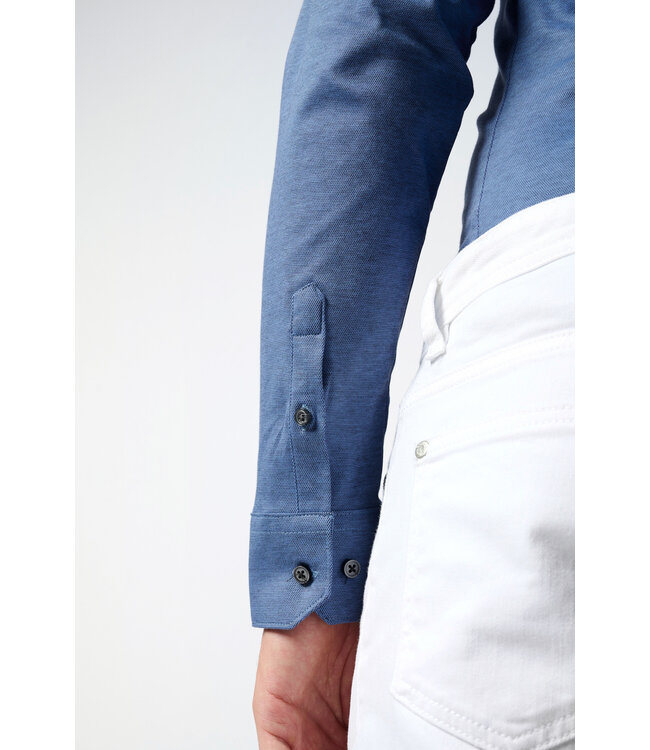 Desoto Heren, Jersey Overhemd, Lange Mouw, Kent Kraag, RAF Blauw Piqué