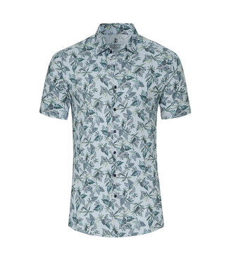 Desoto Desoto, Jersey Overhemd/Shirt, Korte Mouw, Kent Kraag, Denim Blue Pineapple Print