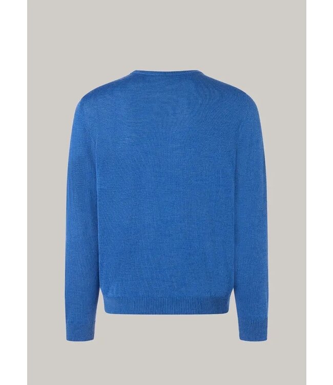 Maerz Munchen Trui, Ronde Hals, Merino Wol, Cobaltblauw