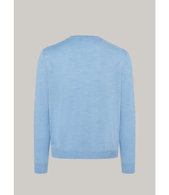 Maerz Munchen Trui, Ronde Hals, Merino Wol, Lichtblauw