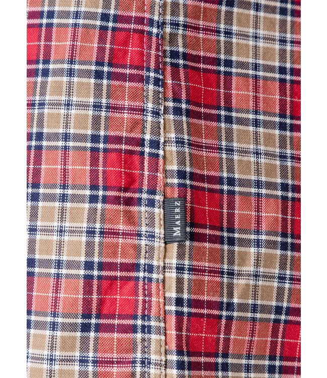 Maerz Munchen Overhemd, Lange Mouw, Katoen, Geruit, Rood, Beige, Blauw