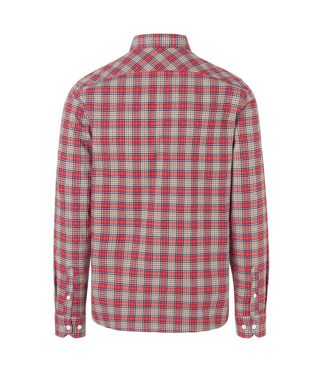 Maerz Munchen Overhemd, Lange Mouw, Katoen, Geruit, Rood, Beige, Blauw