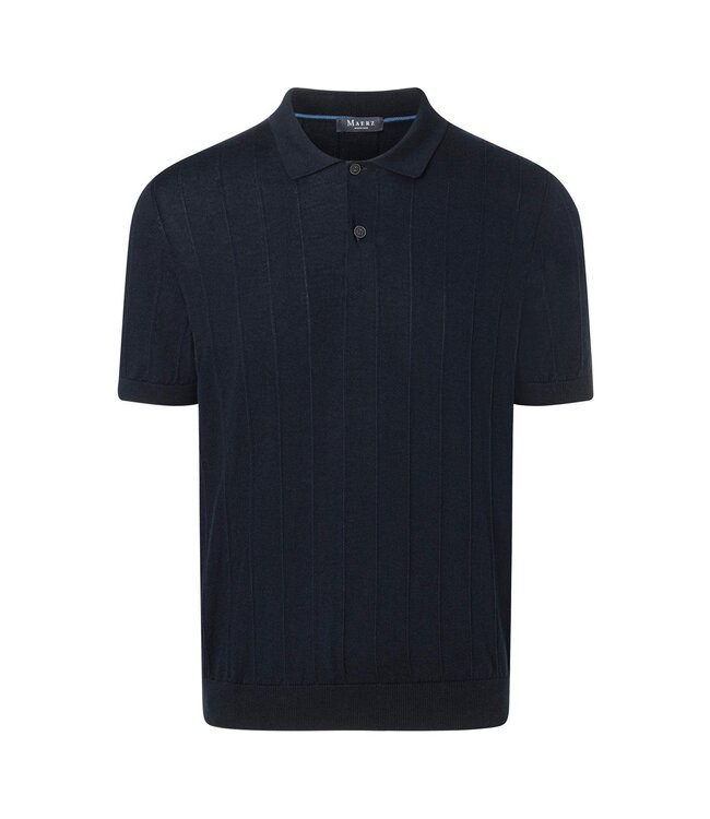 Maerz Munchen Polo, Gebreid Katoen, Korte Mouw, Donkerblauw