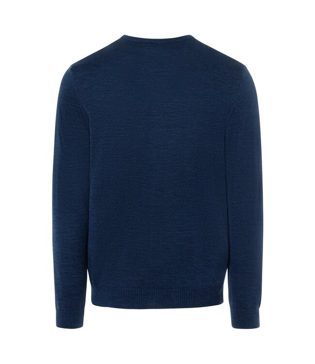 Maerz Munchen Maerz Munchen, Trui, V-Hals, Merino Wol, Blauw, Superwash, Modern Fit