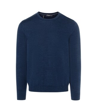 Maerz Munchen Maerz Munchen, Trui, Ronde Hals, Merino Wol, Blauw, Superwash, Modern Fit