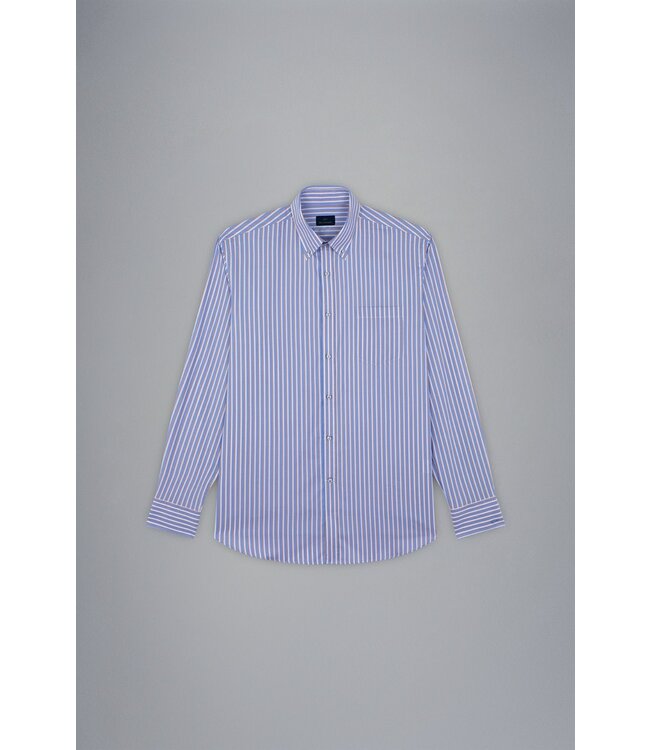 Paul & Shark Overhemd, Wit, Blauw, Oranje Gestreept