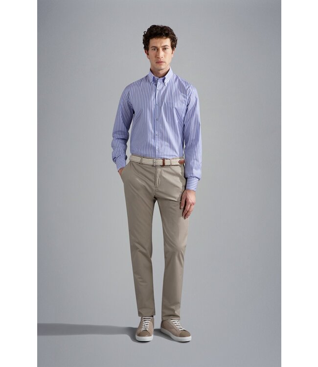 Paul & Shark Overhemd, Wit, Blauw, Oranje Gestreept