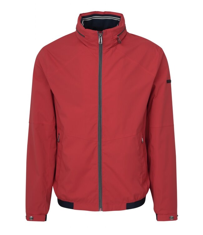 Bugatti Zomer Jas, Blouson Model, Stretch Katoen, Rood met Blauw Accenten