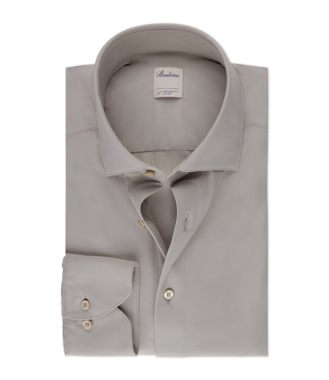 Stenstroms Overhemd, Lange Mouw, Stretchfabric Jersey, Lichtbeige, Slimline