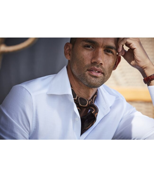 Stenstroms Overhemd, Twill Katoen, Lange Mouw, Schiller Kraag, Wit