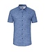 Desoto Jersey Overhemd/Shirt, Korte Mouw, Kent Kraag, Denim Blauw Linnenlook