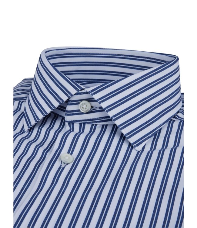 Stenstroms Overhemd, Lange Mouw, Stretchfabric Jersey, Wit Blauw, Gestreept, Slimline