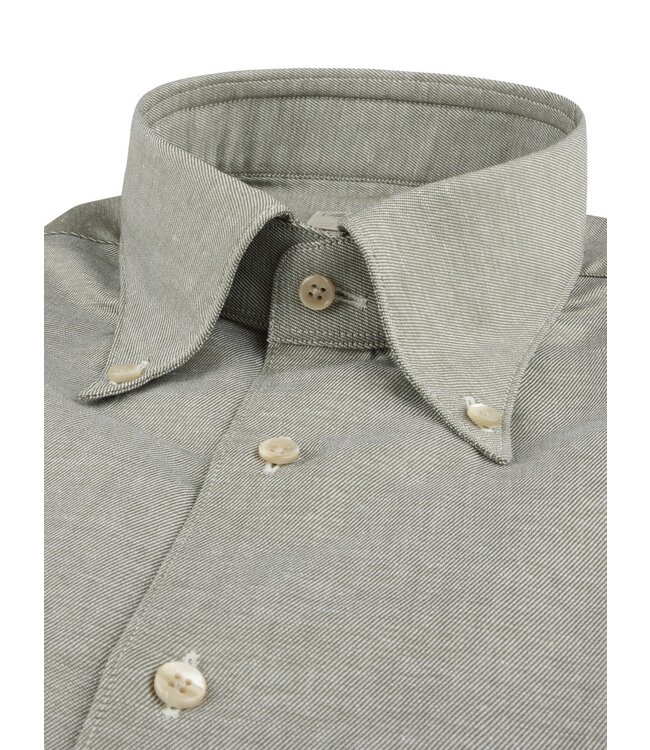 Stenstroms Overhemd, Twill Katoen, Lange Mouw, Twee Borstzakken, Slimline, Groen Gemeleerd