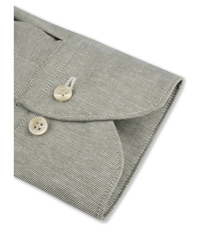 Stenstroms Overhemd, Twill Katoen, Lange Mouw, Twee Borstzakken, Slimline, Groen Gemeleerd
