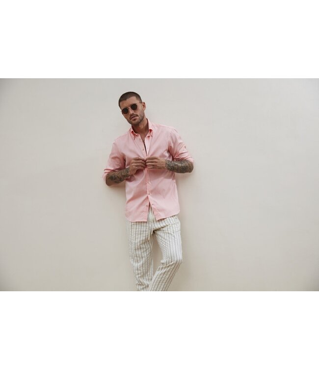 Stenstroms Overhemd, Lange Mouw, Casual, Katoen, Slimline, Oranje