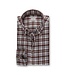 Stenstroms Overhemd, Flanel, Lange Mouw, Grijs, Ecru, Steenrood  Geruit, Fitted Body