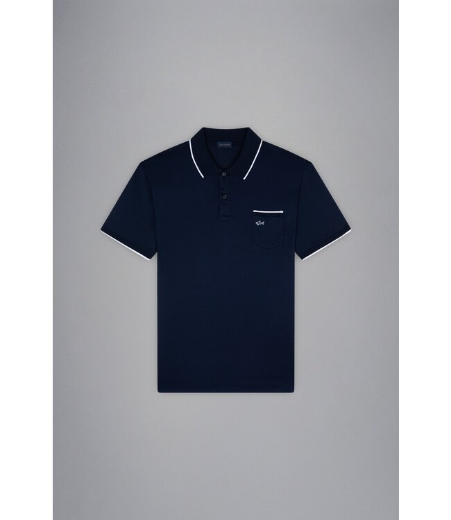 Paul & Shark Polo, Korte Mouw, Gemerceriseerd Katoen, Shark Logo, Donkerblauw