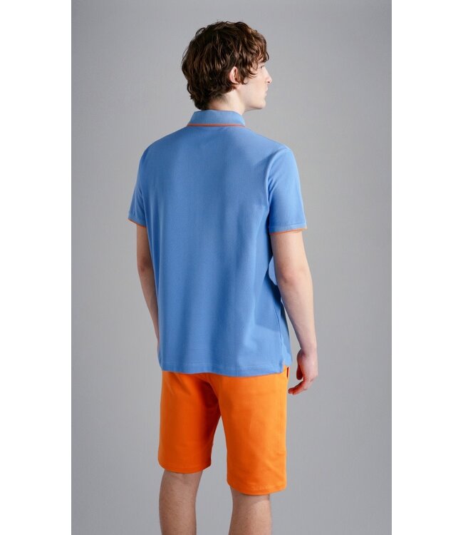 Paul & Shark Polo, Korte Mouw, Lavendelblauw, Oranje Accenten