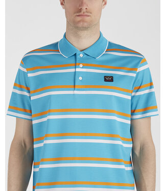 Paul & Shark Paul & Shark, Polo, Gestreept Turquoise, Oranje, Wit