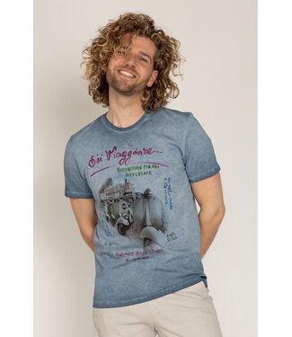 BoB BOB, T-shirt, Denim Blauw, Vespa Print