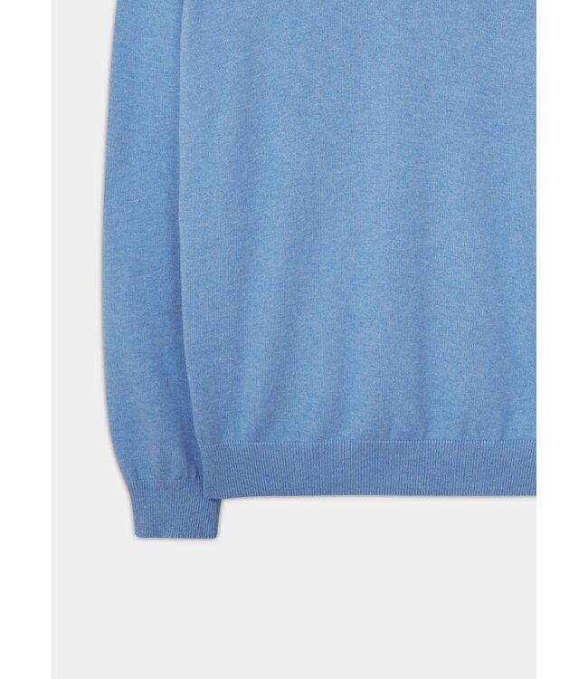 Alan Paine Trui, V-Hals, Luxury Cotton Cashmere, Carolina Blue, Lichtblauw