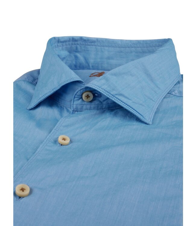 Stenstroms Overhemd, Poplin Katoen, Lange Mouw, Aqua Blauw, Slimline