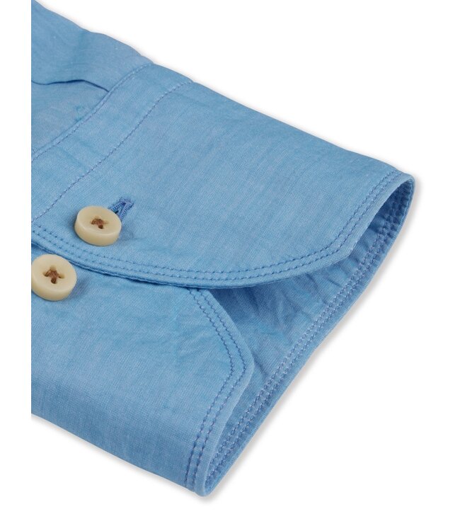 Stenstroms Overhemd, Poplin Katoen, Lange Mouw, Aqua Blauw, Slimline