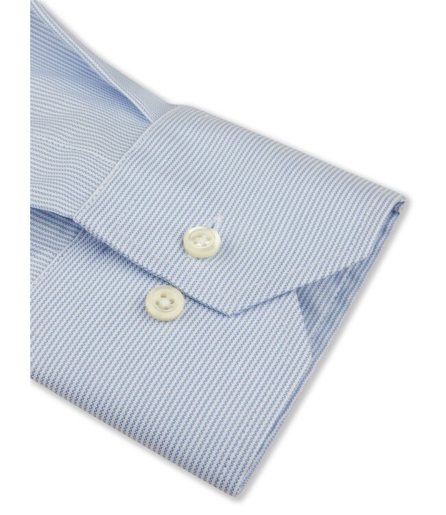 Stenstroms Overhemd, Lange Mouw, Twill Katoen, Wit, Blauw, Wit Fijne Streep, Slimline