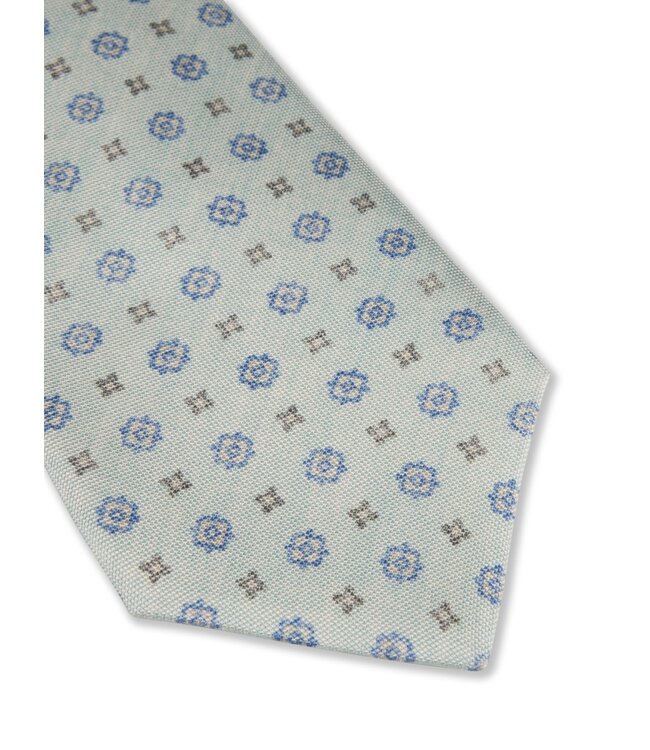 Stenstroms Zijden Das, Beige, Blauw Patroon