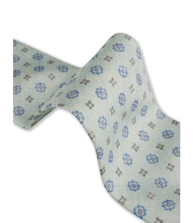 Stenstroms Zijden Das, Beige, Blauw Patroon