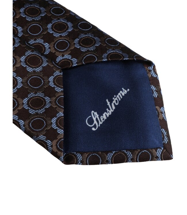 Stenstroms Zijden Das, Bruin, Beige, Blauw Patroon