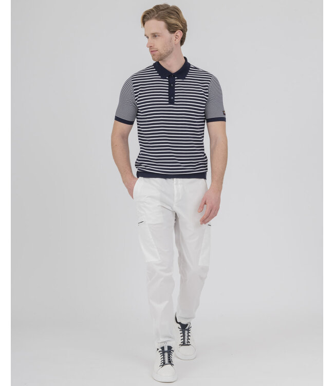 Paul & Shark Polo, Fresco Katoen, Korte Mouw, Blauw Wit, Gestreept