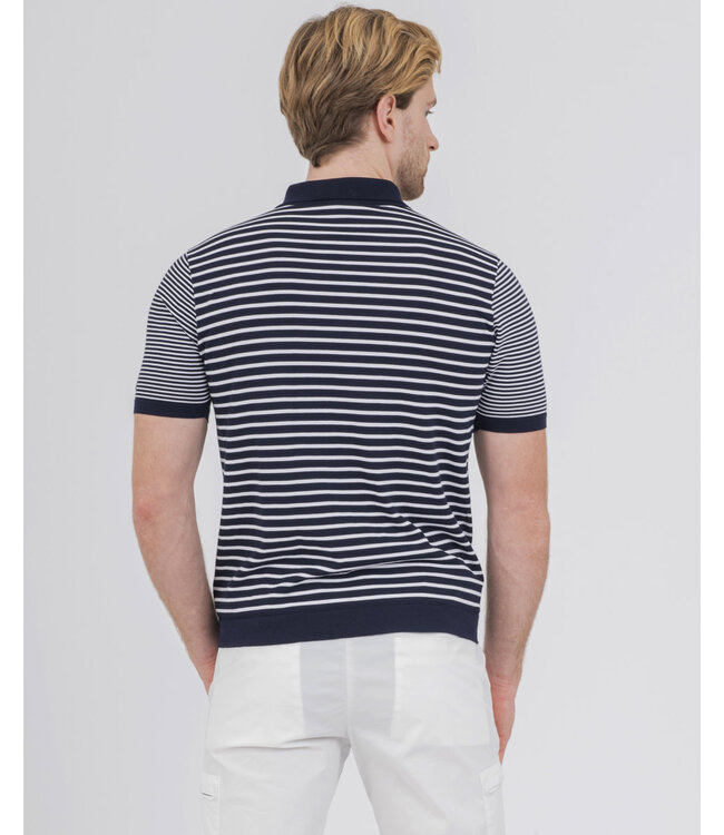 Paul & Shark Polo, Fresco Katoen, Korte Mouw, Blauw Wit, Gestreept