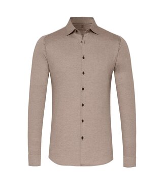 Desoto Desoto, Heren, Jersey Overhemd, Lange Mouw, Kent Kraag, Italian Brown Piqué