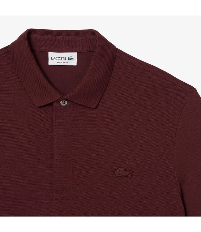 Lacoste Smart Paris, Heren Polo van Stretch Katoen Piqué, Regular Fit, Bordeaux