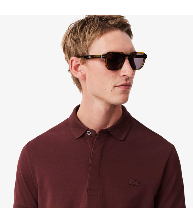 Lacoste Smart Paris, Heren Polo van Stretch Katoen Piqué, Regular Fit, Bordeaux