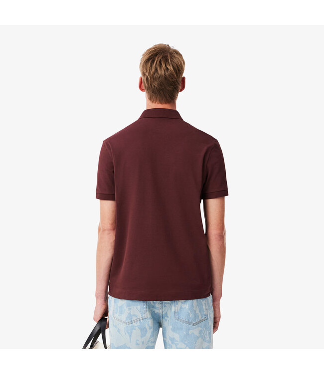 Lacoste Smart Paris, Heren Polo van Stretch Katoen Piqué, Regular Fit, Bordeaux
